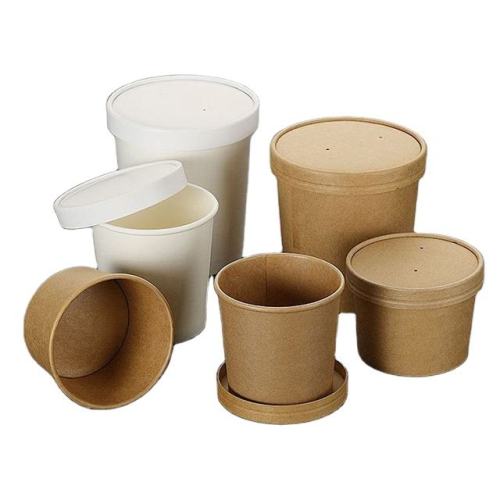 Kraft /White Paper Soup Cups /Tubs/Bowl with Paper