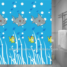 printed polyster cartoon fish curtain shower
