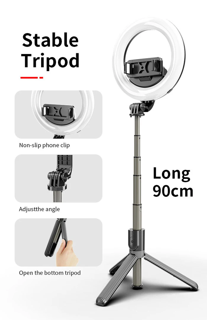 Selfie Shooting Live Stream Broadcast L07 Table LED Light Bluetooth Tripod Selfie Stick