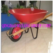 wooden handle 58L plastic tray wheelbarrow with 3.25-8 tyre
