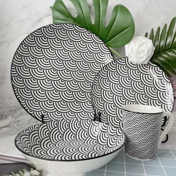 Wave pattern pad printing tableware