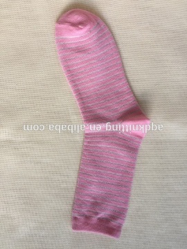 women pink stripes purl shining socks AQD-WS-13