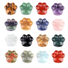 Natural Stone Cat Paw Crystal Carving Stone Reiki Healing Treatment Gemstone Ornament Home Decor Cat Claw Palm Gemstone Pendant