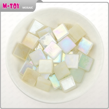 SJ07 white ice jade 15x15 transparent glass mosaic for handicraft