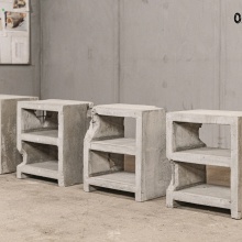 Triple Raw Cement Customizable Concrete Side Table