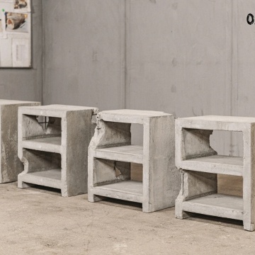 Triple Raw Cement Customizable Concrete Side Table