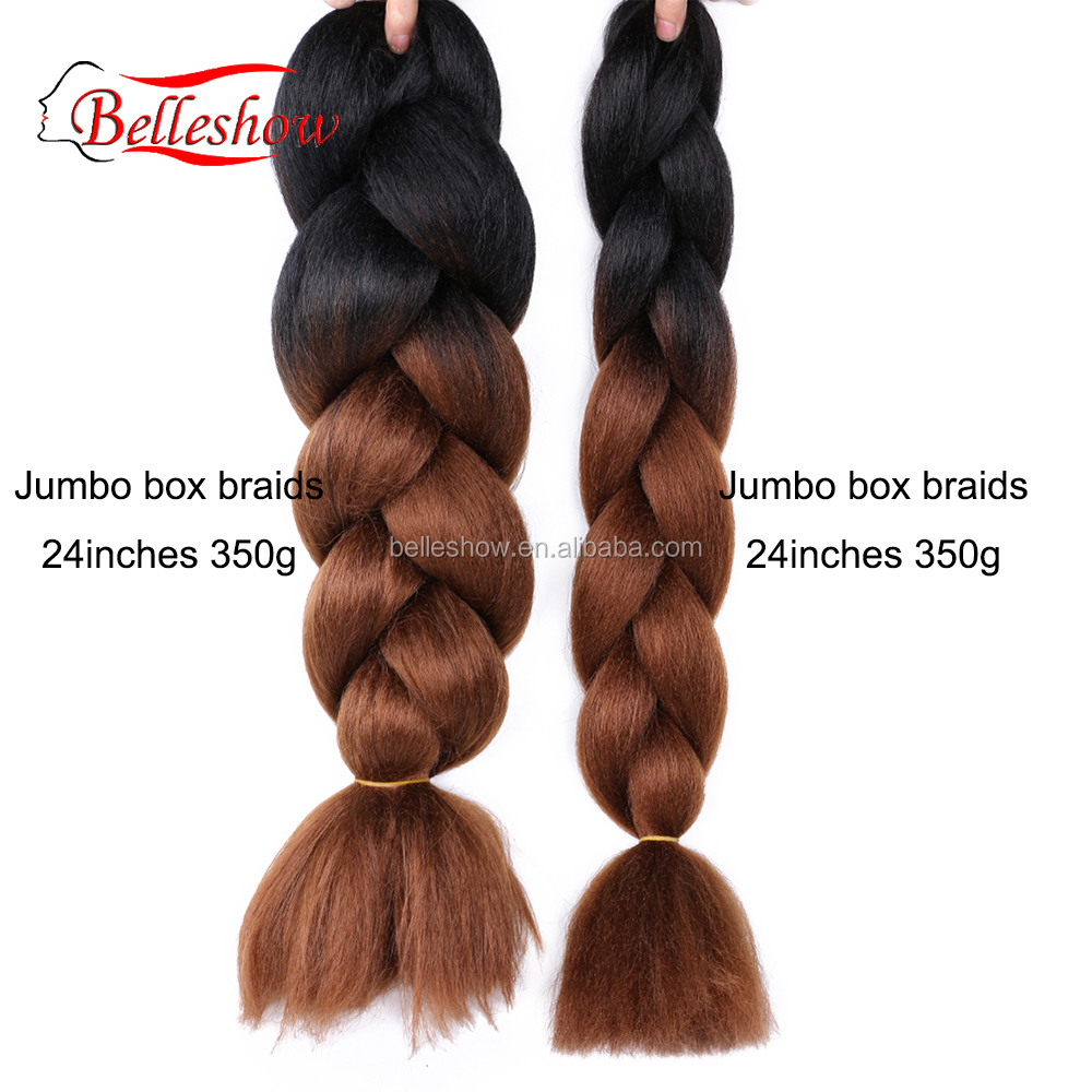 Hot sell hair ombre color 350g 24inch Synthetic Ombre Braiding Hair Jumbo Box Braids jumbo-hair-braid 400g