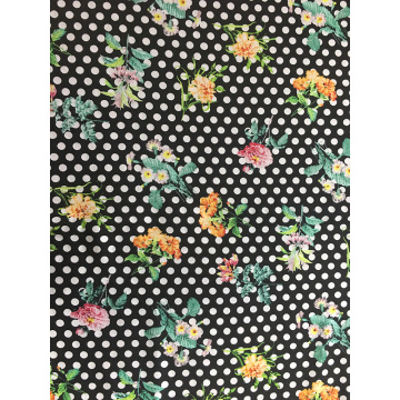 Dots Flower Rayon Challis 30S Printing Woven Fabric