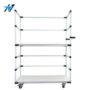 Lean tube material rack trolley