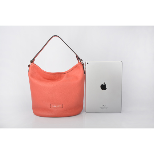 New Promotion Simple Style Red Leather Bucket Bag