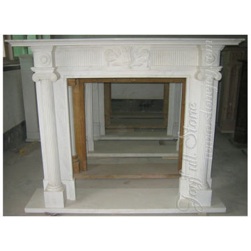 White Marble Column Fireplace / Fireplace Mantel