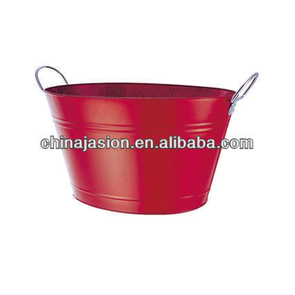 Metal Red Galvanized Steel & Power Coating Beverage/ Party beer Ice Tub With Handle