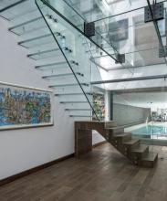 MS2025 Modern All-Glass Suspended Staircase Design