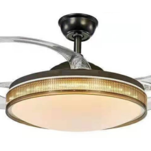 Black Modern Retractable Ceiling Fan with Crystal Lampahde