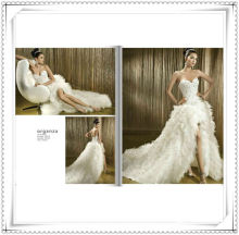 Charming front short and long back wedding dress