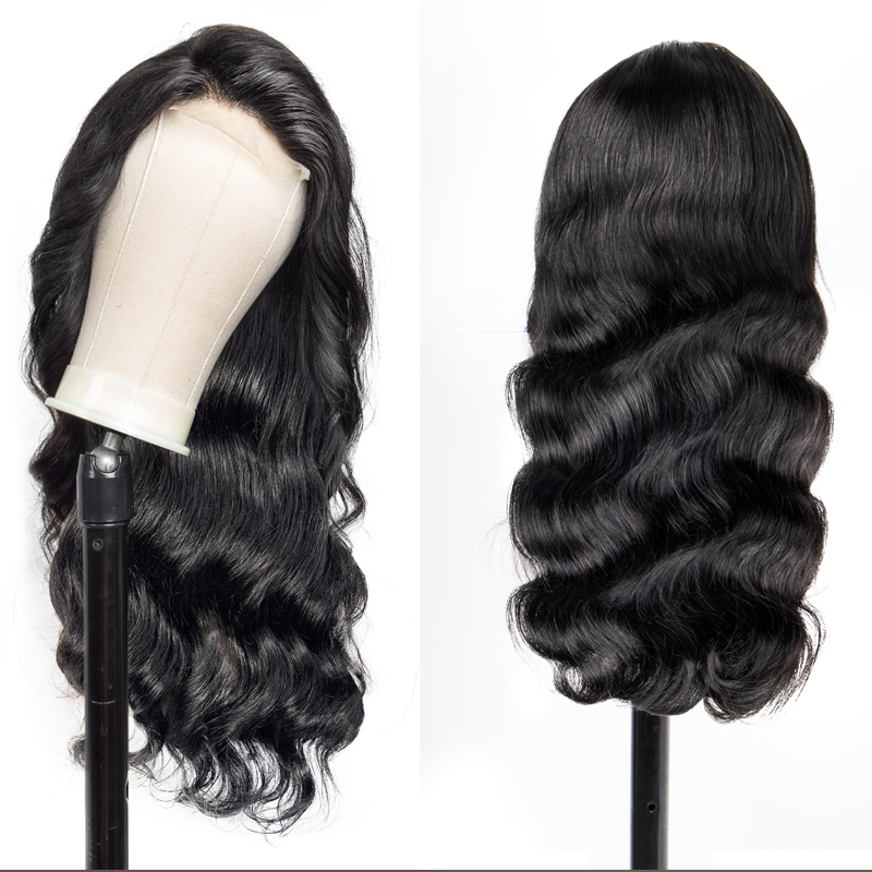 Natural Color Body Wave Glueless Wig 4x4 Transparent Hair Wig For Black Women 100% Raw Brazilian Human Hair Lace Front Wig