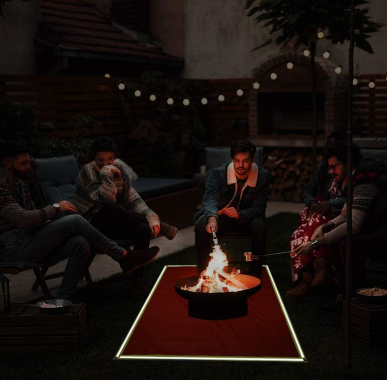 Under Grill Mats Grill Fireproof for Lawn Oil-Proof Grill Pads Fire Pit Mat Fireplace Mat Reflective Trim for Nighttime