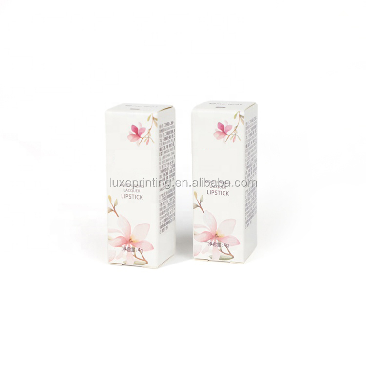 White card paper custom unique logo printed cosmetic packing lipgloss boxes