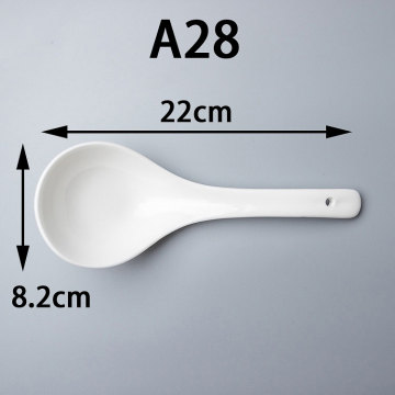 22cm Pure White Ceramic Soup Spoon - Family Soup Ladle