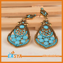 Vintage Retro Antique Gold Sea Blue Stone Earring Cheap