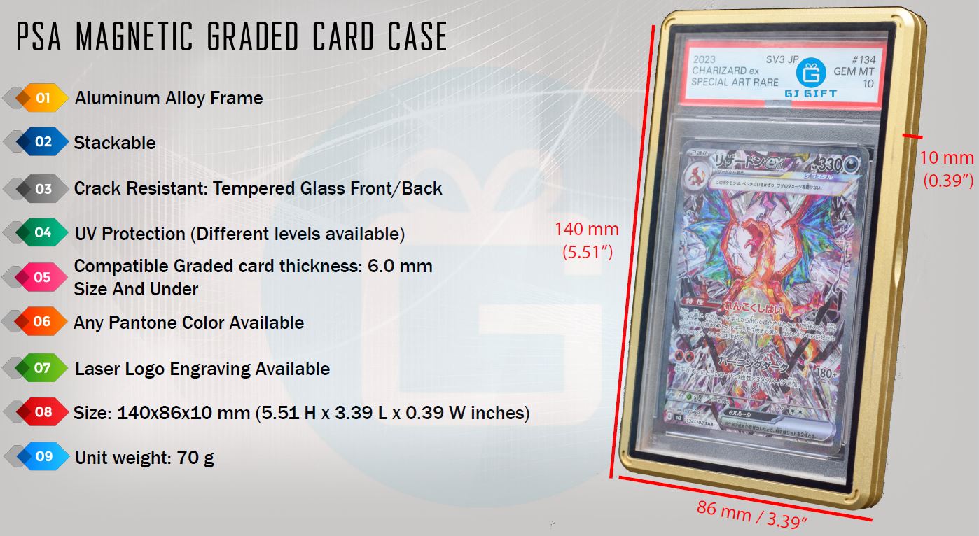 Metal Protective Magnetic Graded Card Display Case Plastic Bumper Guard Trading Card Sports BGS TCG MTG PSAa Card Holder