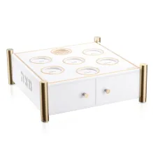 Lucite 3-Level Seder Plate Jewish Judaica Matzoh Box Passover Set