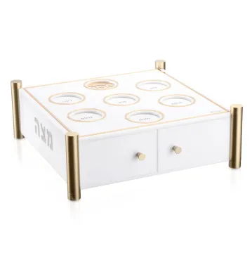 Lucite 3-Level Seder Plate Jewish Judaica Matzoh Box Passover Set