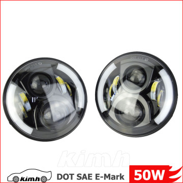 7" DOT certificate Truck offroad Round 50W Led Head lamp