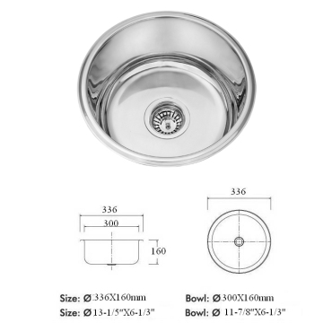 stainless steel topmounted single round sink