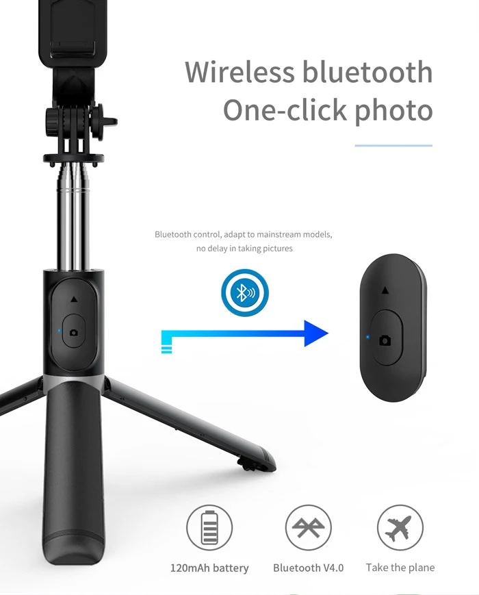 Q02 Flexible Bluetooth Monopod Smartphone Tripod Stick Selfie Pole