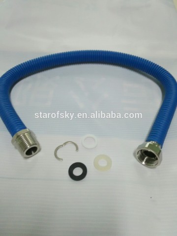 metal gas stretch length hose with yellow jacket