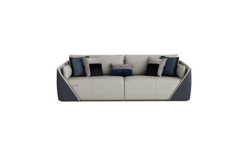 Kulit Modern 3-Seater Sofa Set Sofa Bingkai Kayu