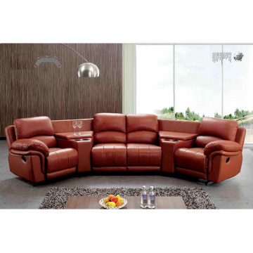 Latest design OEM home accent theater movie electric reclining leather curved sectional recliner sofa