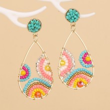 Wholesale Retro Geometric Handcrafted Earring Boho Water Drop Shape Beads Earrings