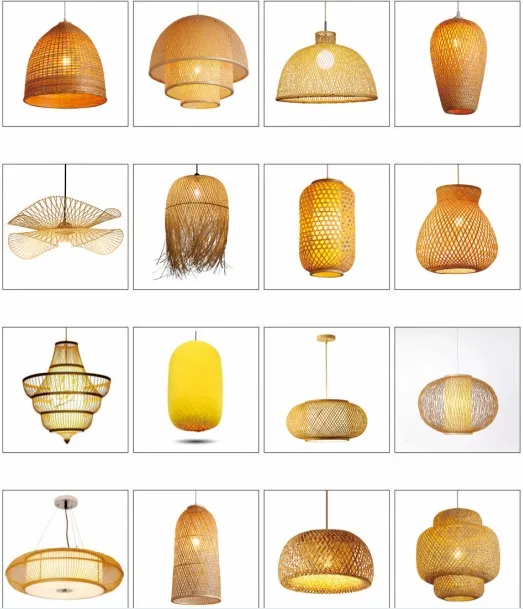 Large Rattan Bamboo Pendant Chandelier with Decorative Wicker Shade Lamp