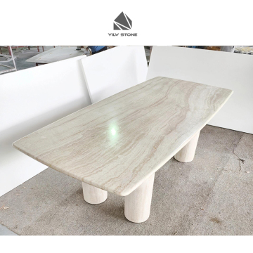 Polished Modern Marble Travertine Dining Table for Sale