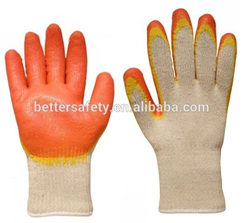 Red Yellow Double Color Latex Coated Cotton Glove Knit Wrist