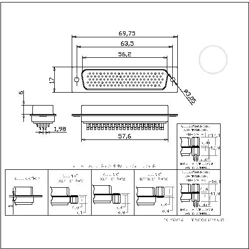 MHDB01-MXXXX D-SUB MALE High density Solder type Machine 104 Pin