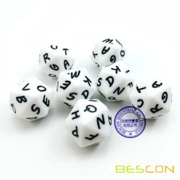 Bescon Alphabet Dice 20 Faces AT majuscules, 20 côtés Lettre Dice