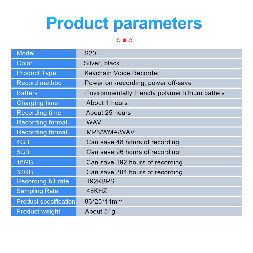 S20+  Recording Voice Activated Audio Recorder voice recorder with playback