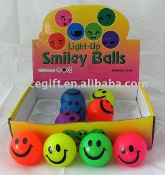 Flashing bouncing ball with smile face