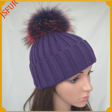 Jsfur Wholesale OEM Hat With Real Raccoon Fur Bobble Hat