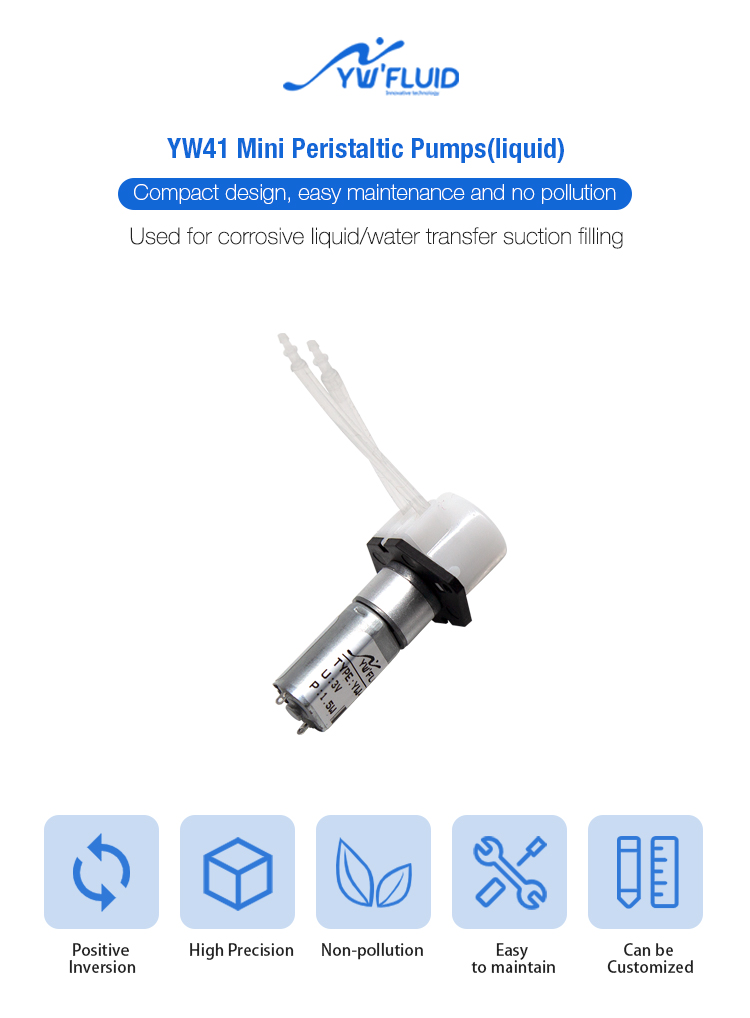 YWfluid 3v/6v/12v micro peristaltic pump with dc motor used for liquid transfer suction or filling