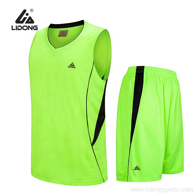 Green Color Basketball Wear 100 Polyester Basketball Uniform