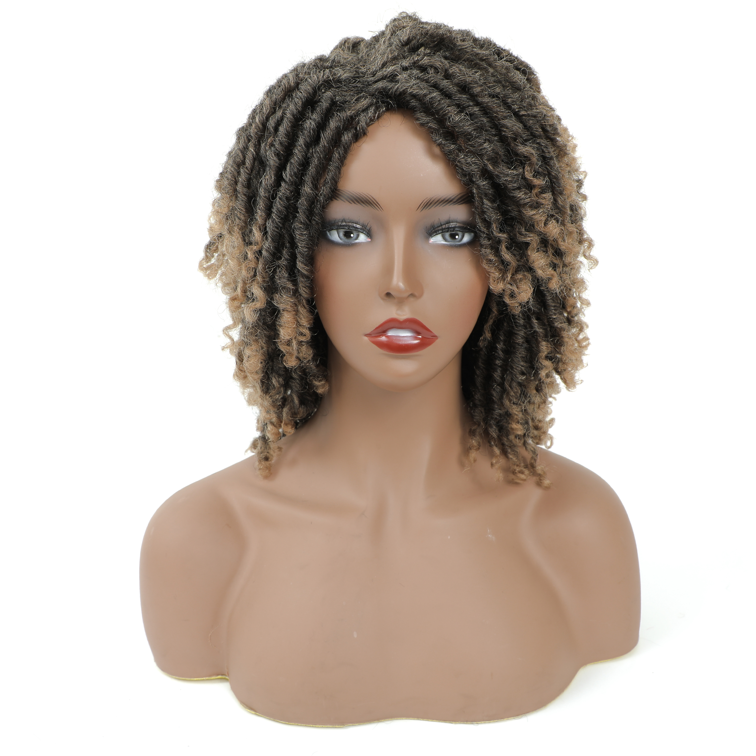 MYZYR Short Synthetic wig For Black Women 14"Inch High Temperature Fiber Dreadlock Ombre Soft Crochet Twist braid Hair