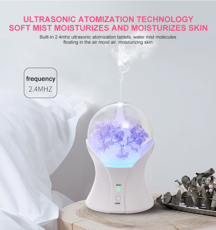 Hushållsrundan dekorativ 100 ml Mist Maker Fogger Aromaterapi Essential Oil Diffuser LED Light Firidifier