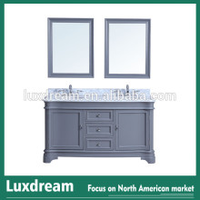 Gray, Double Bathroom Vanity for Undermount Sinks, Wooden Base