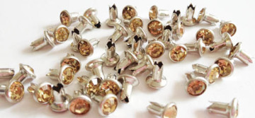 7mm Bifurcated Rivet Embellished with Light Colorado Topaz Glass Stone