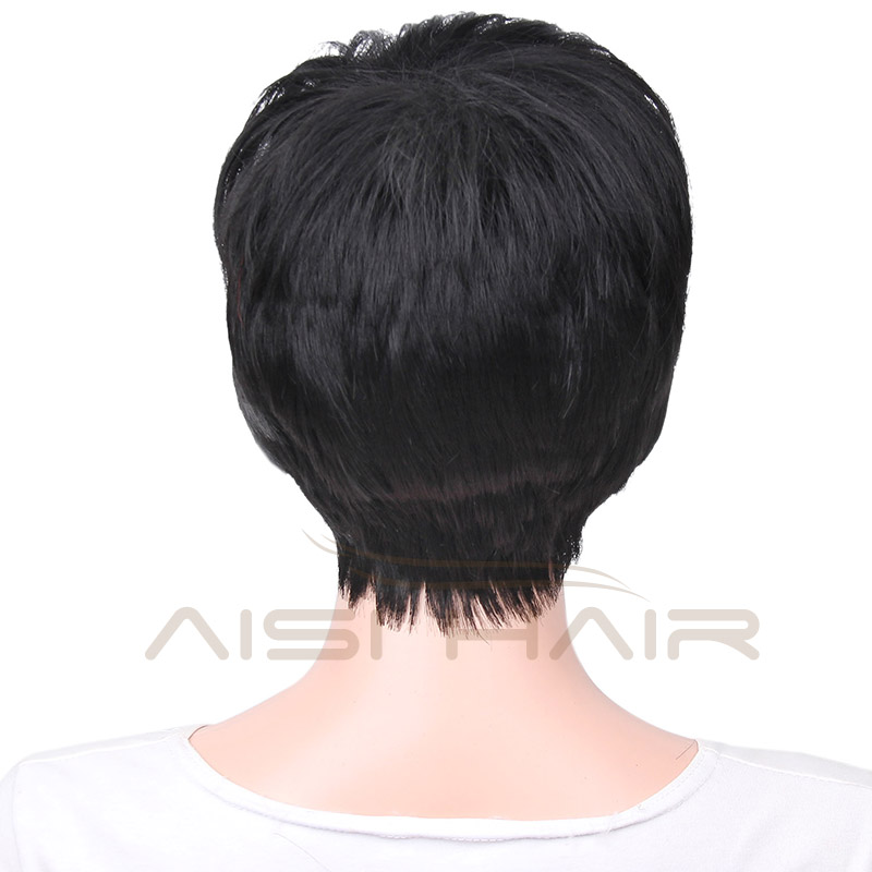 For Women Synthetic Short Style The Best Selling Straight Pixie Cut Wigs Hair With Red Bangs Wig Heat Resistant Fiber