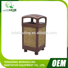 Fine stone rubbish container with lock